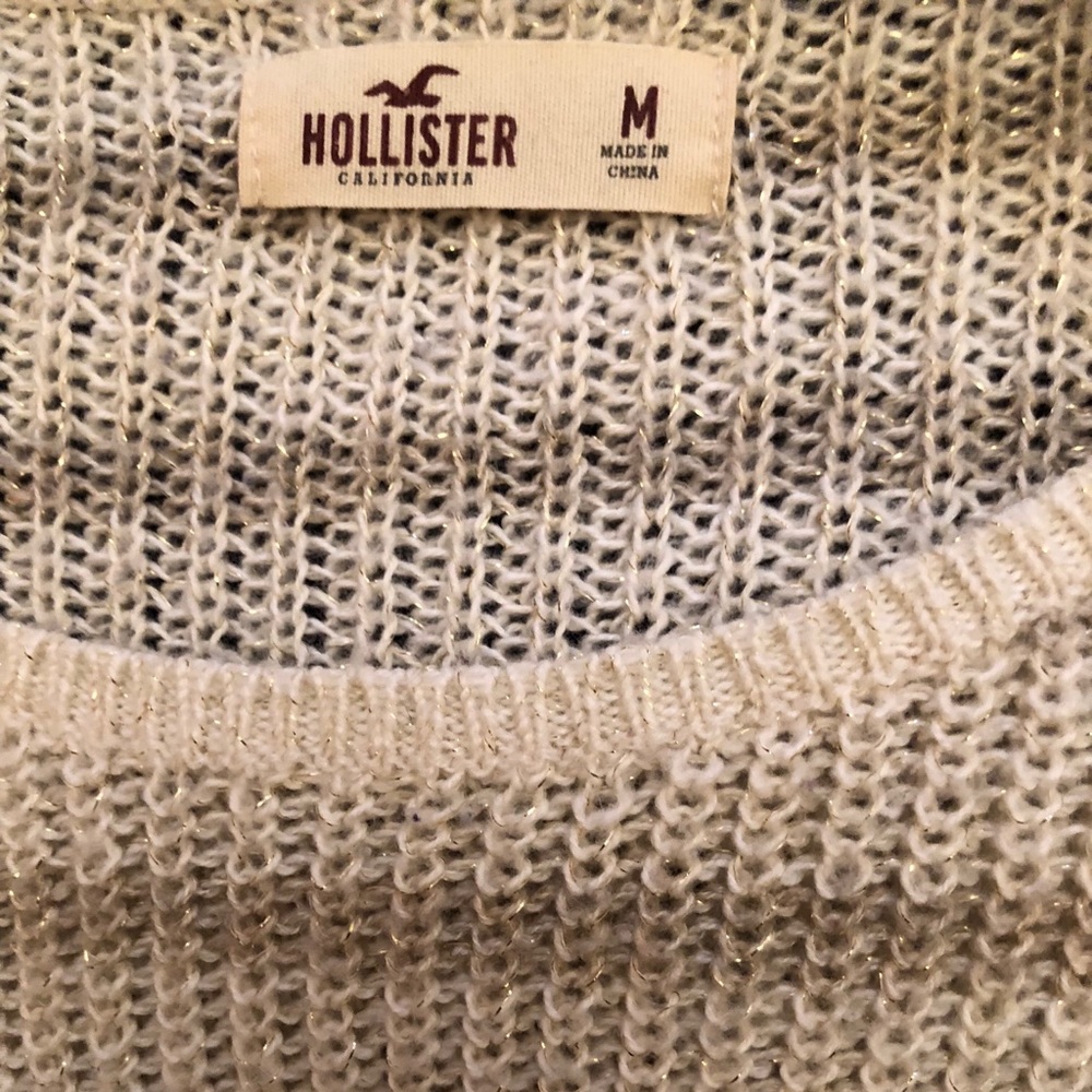 Women’s Cream / Gold Hollister Sweater Size M - Picture 3 of 6